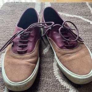 Leather Vans Sneakers Red Brown White Size 12 Men’s